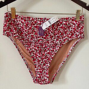 NWT J.Crew Size: MED High-rise full-coverage bikini bottom Liberty® Eliza's Red